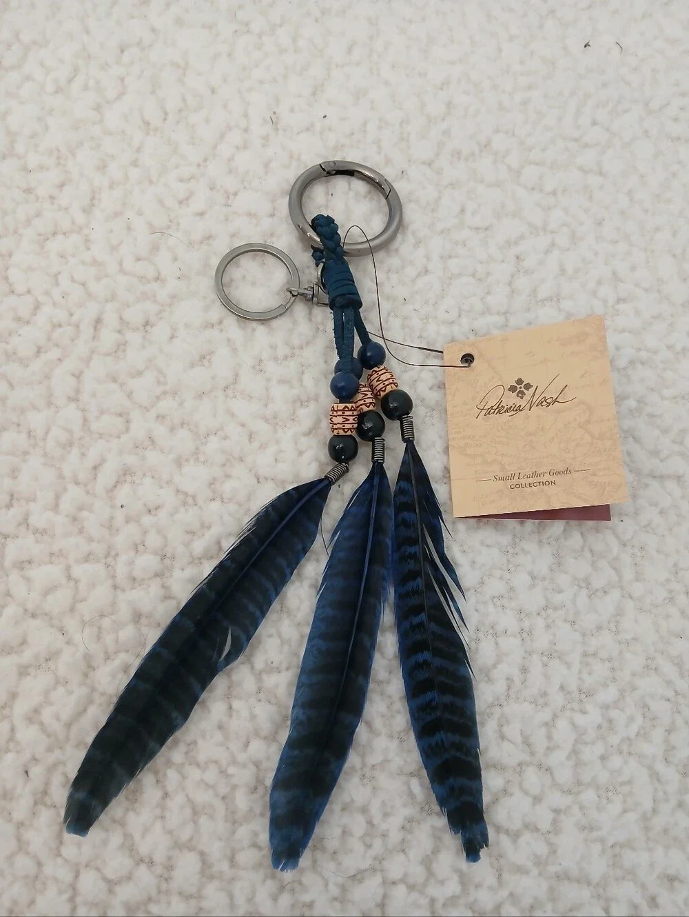 Patricia Nash Cerulean Feather Key Fob NWT